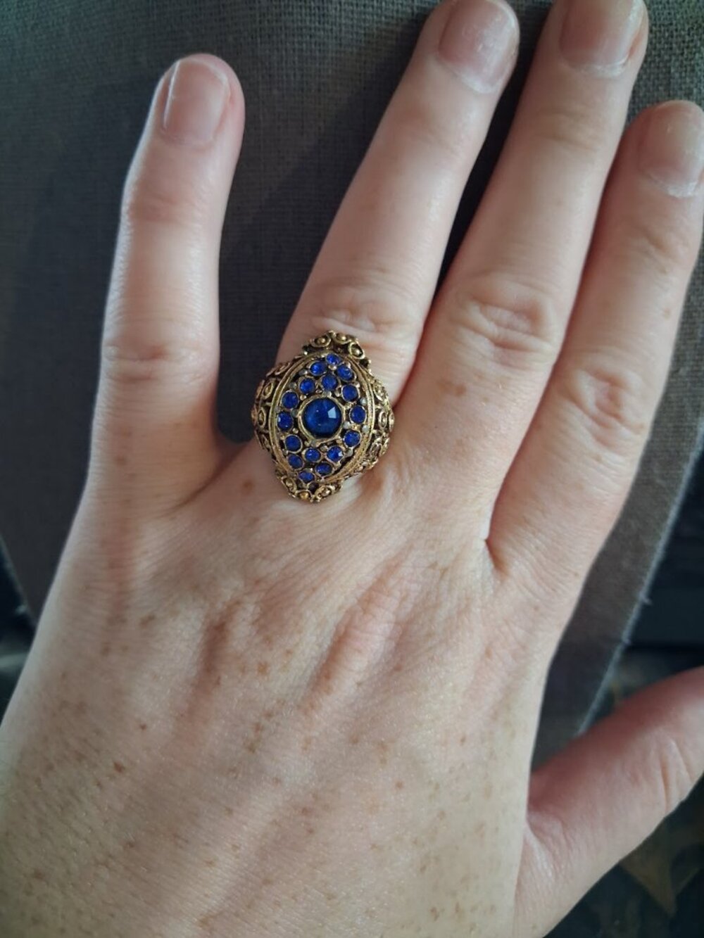 Sizeable blue stoned ring